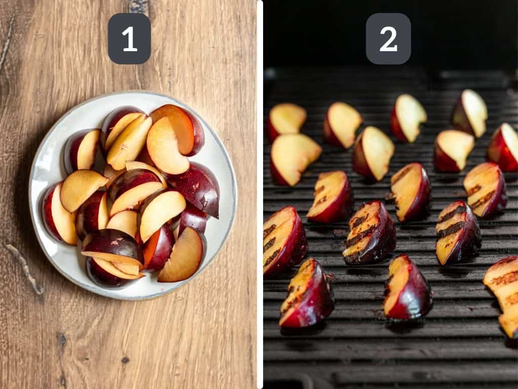 Grilled Plum Spinach Salad Steps