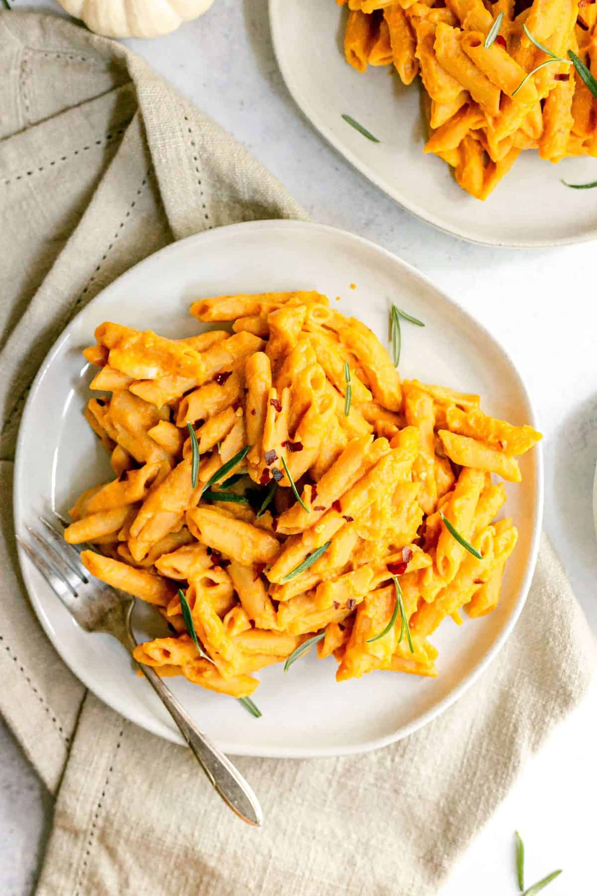 Penne with Creamy Vegan Pumpkin Sauce