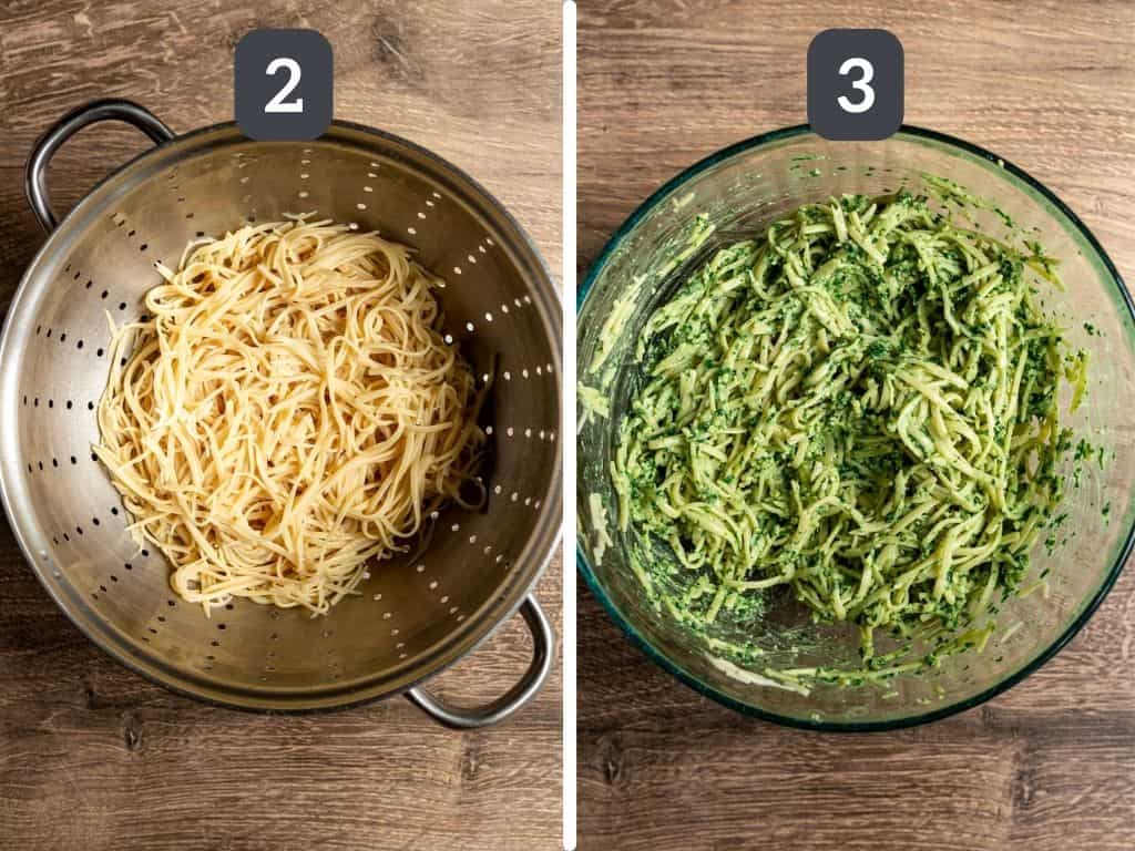 Vegan Kale Cashew and Basil Pesto Steps