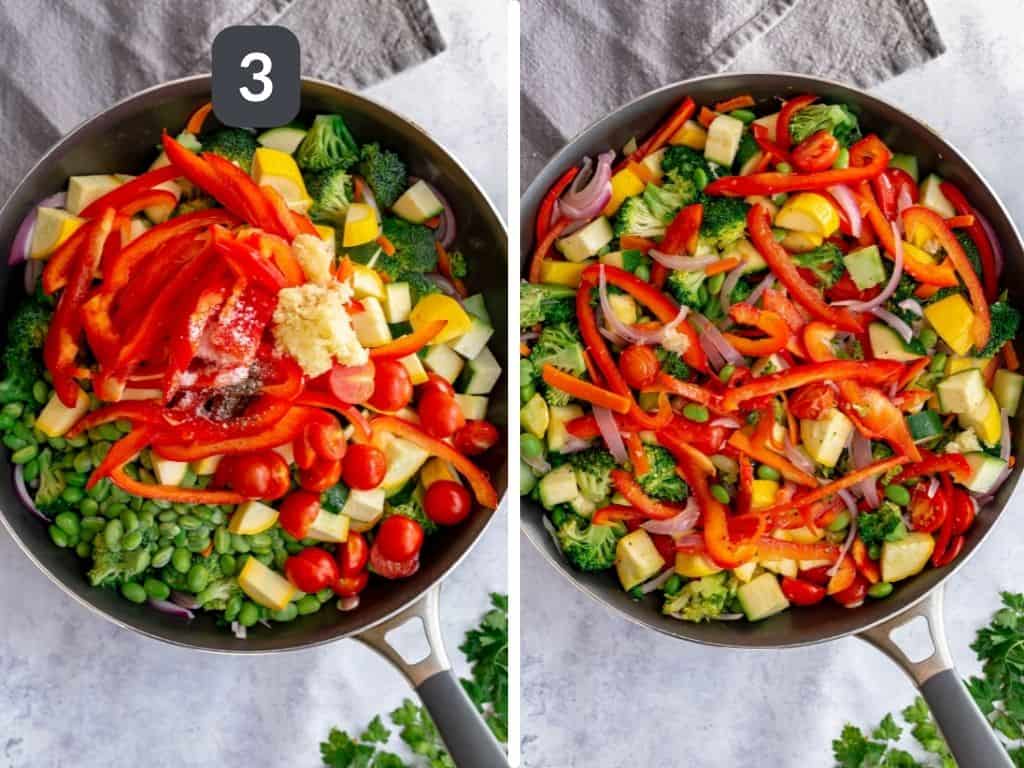 Vegan Tahini Lemon Pasta Primavera Step 3