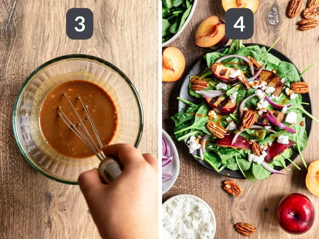 Grilled Plum Spinach Salad Steps