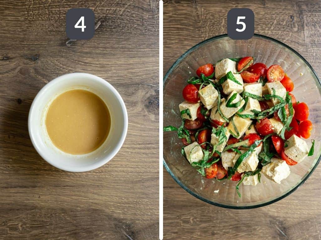 Oil-Free Vegan Caprese Salad Steps 4 & 5
