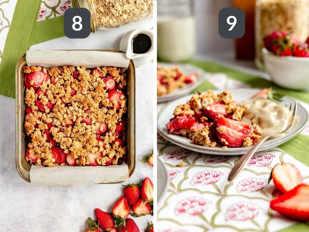Vegan Strawberry Crumble Bars Steps 8 & 9