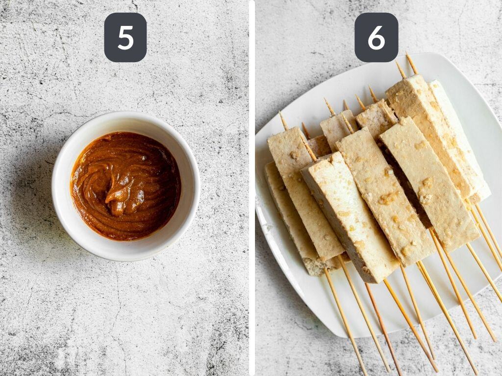 Tofu Satay Skewers with Peanut Sauce Steps 5 & 6