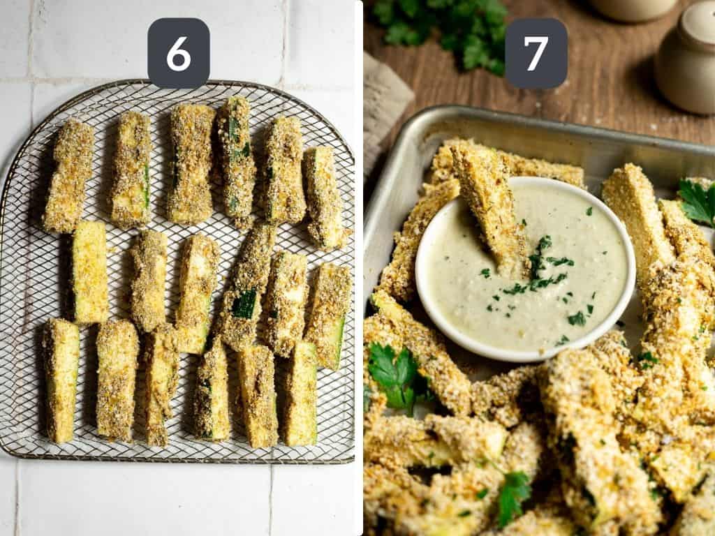 Vegan Air Fryer Zucchini Fries Steps 6 & 7