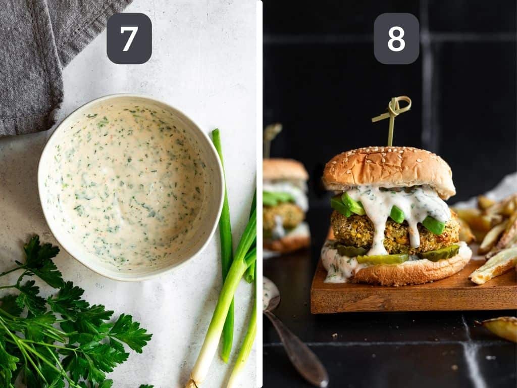 Air-Fryer Green Goddess Burgers Steps 7 & 8