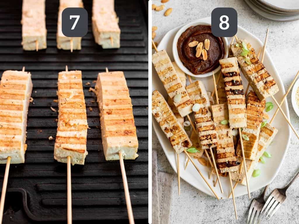Tofu Satay Skewers with Peanut Sauce Steps 7 & 8