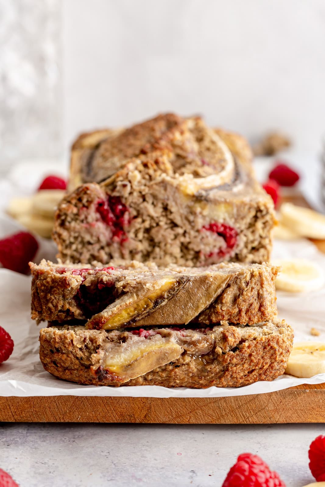 Vegan Oat Flour Raspberry Banana Bread