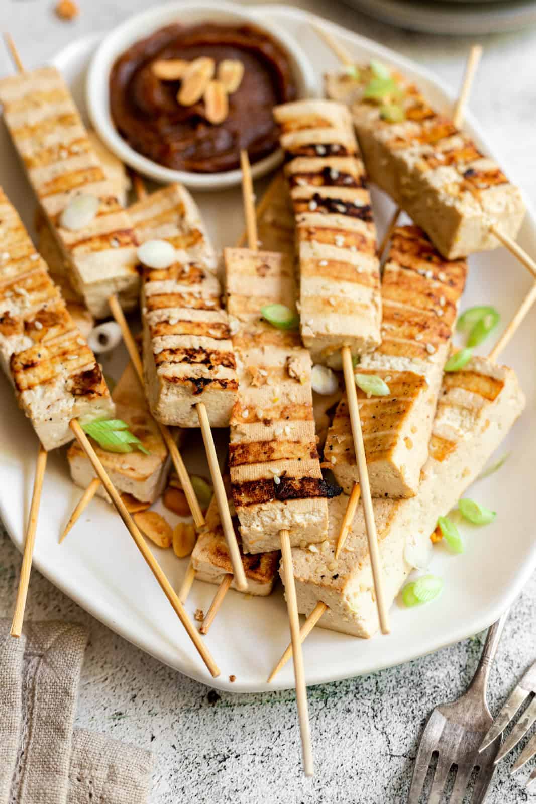 Tofu Satay Skewers with Peanut Sauce