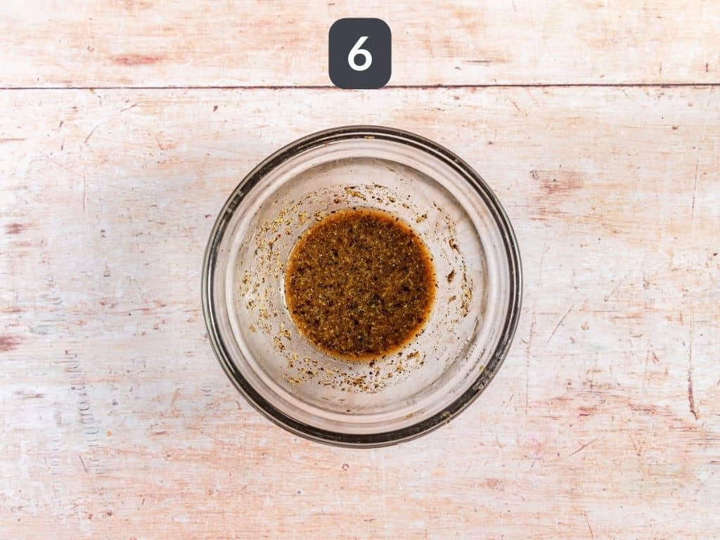 Lemon Pepper Tofu Step 6 - mix the sauce for the asparagus.