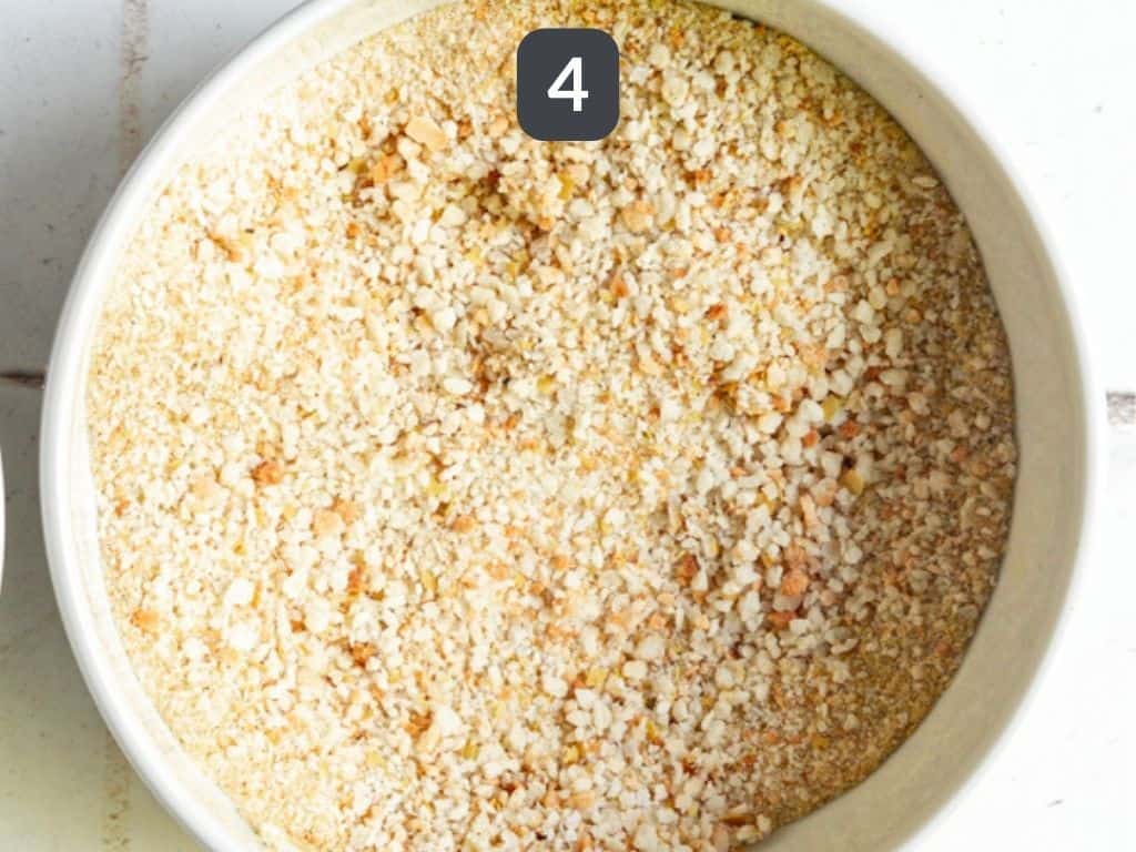 Panko Crusted Tofu step 4 - mix the breadcrumbs.