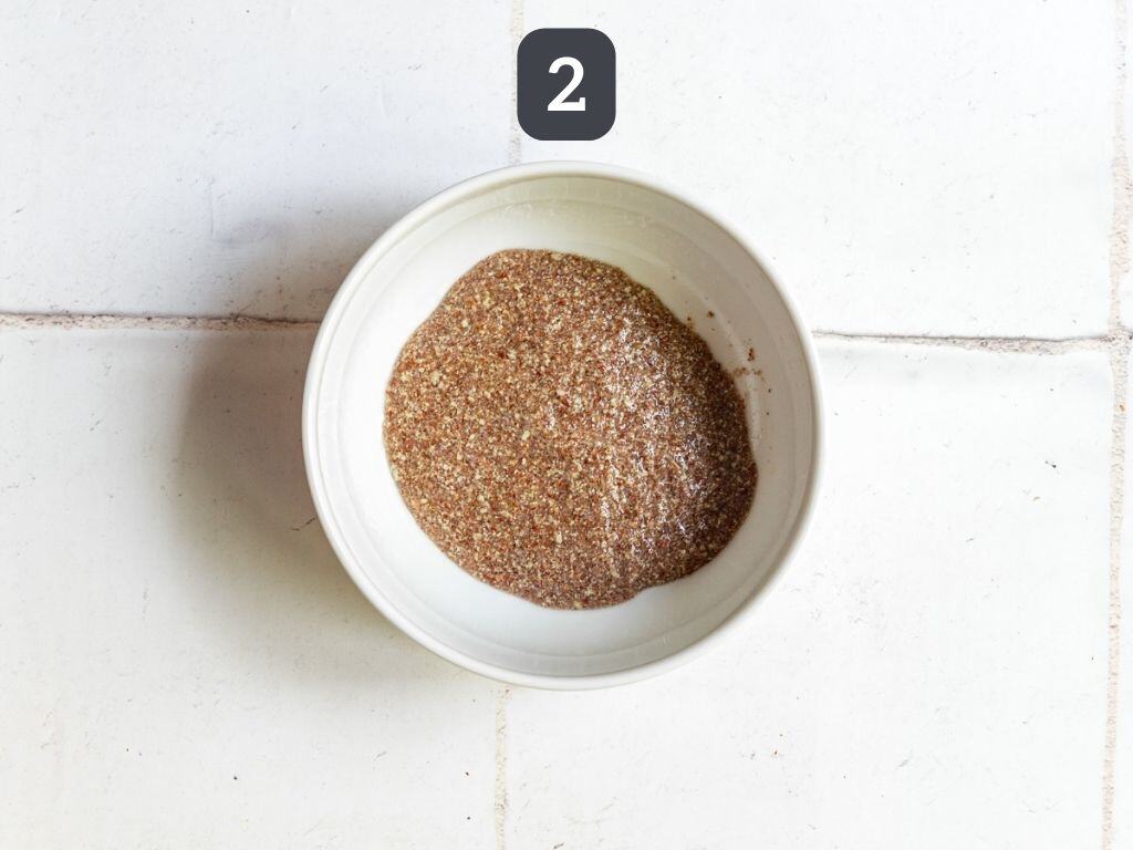 Panko Crusted Tofu step 2 - mix the flax egg.