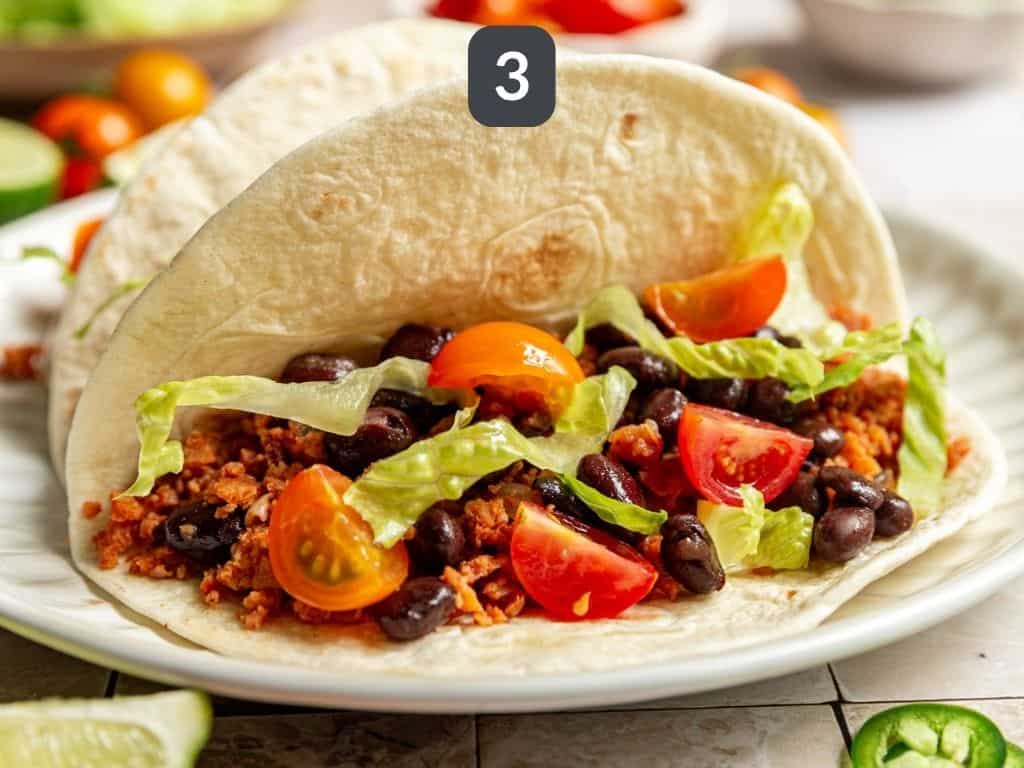 TVP Taco Meat Step 3 - serve taco style!