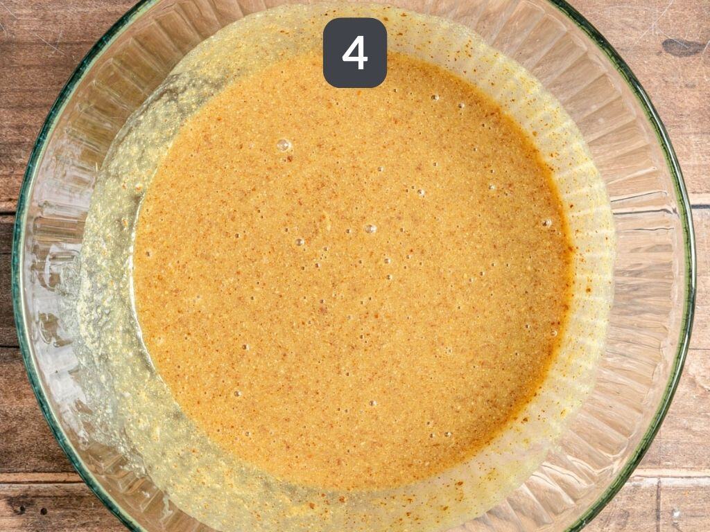 Vegan Coffee Cake Step 4 - add in the flax egg and milk.