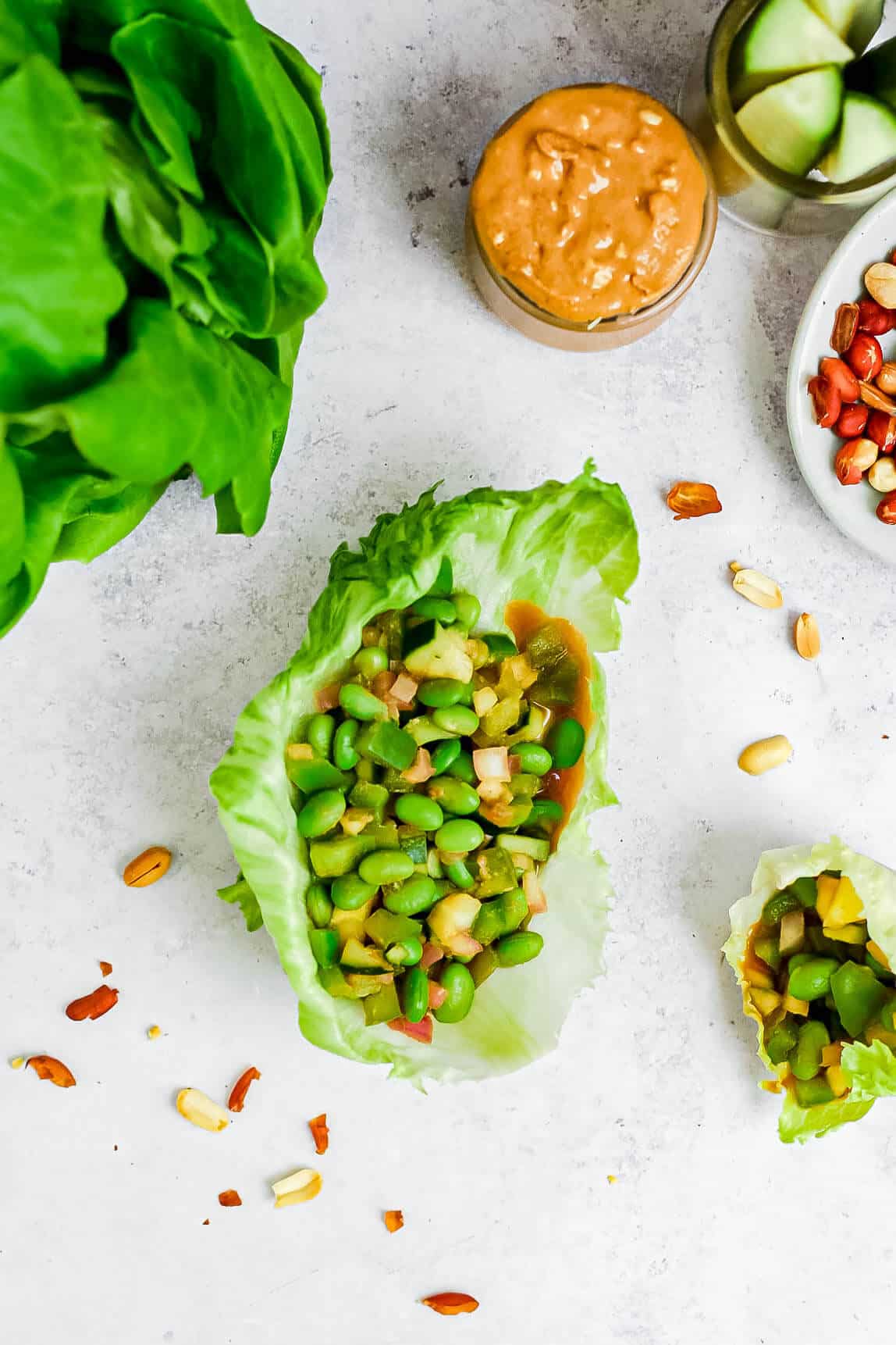 Edamame Peanut Lettuce Wraps