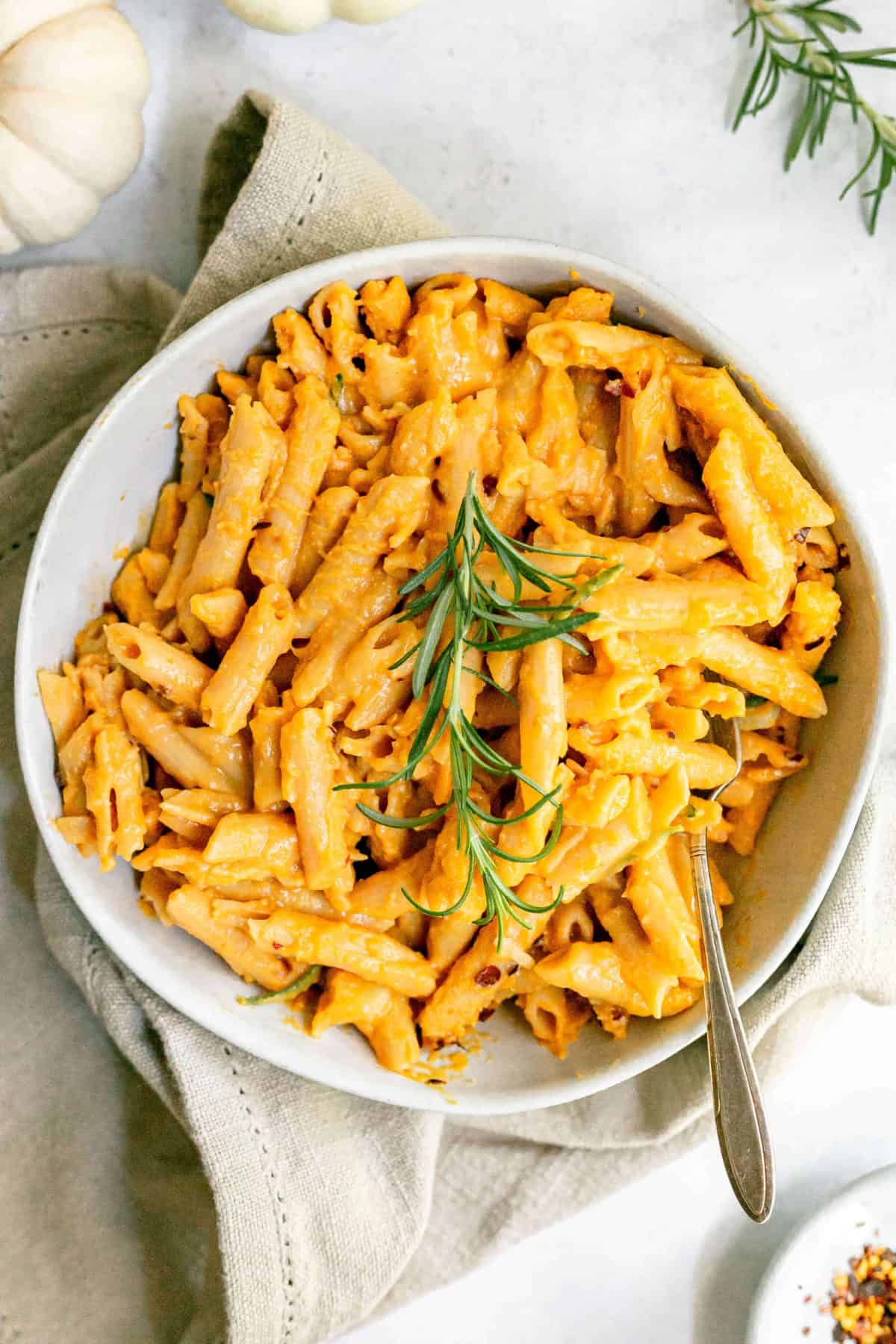 Penne with Creamy Vegan Pumpkin Sauce
