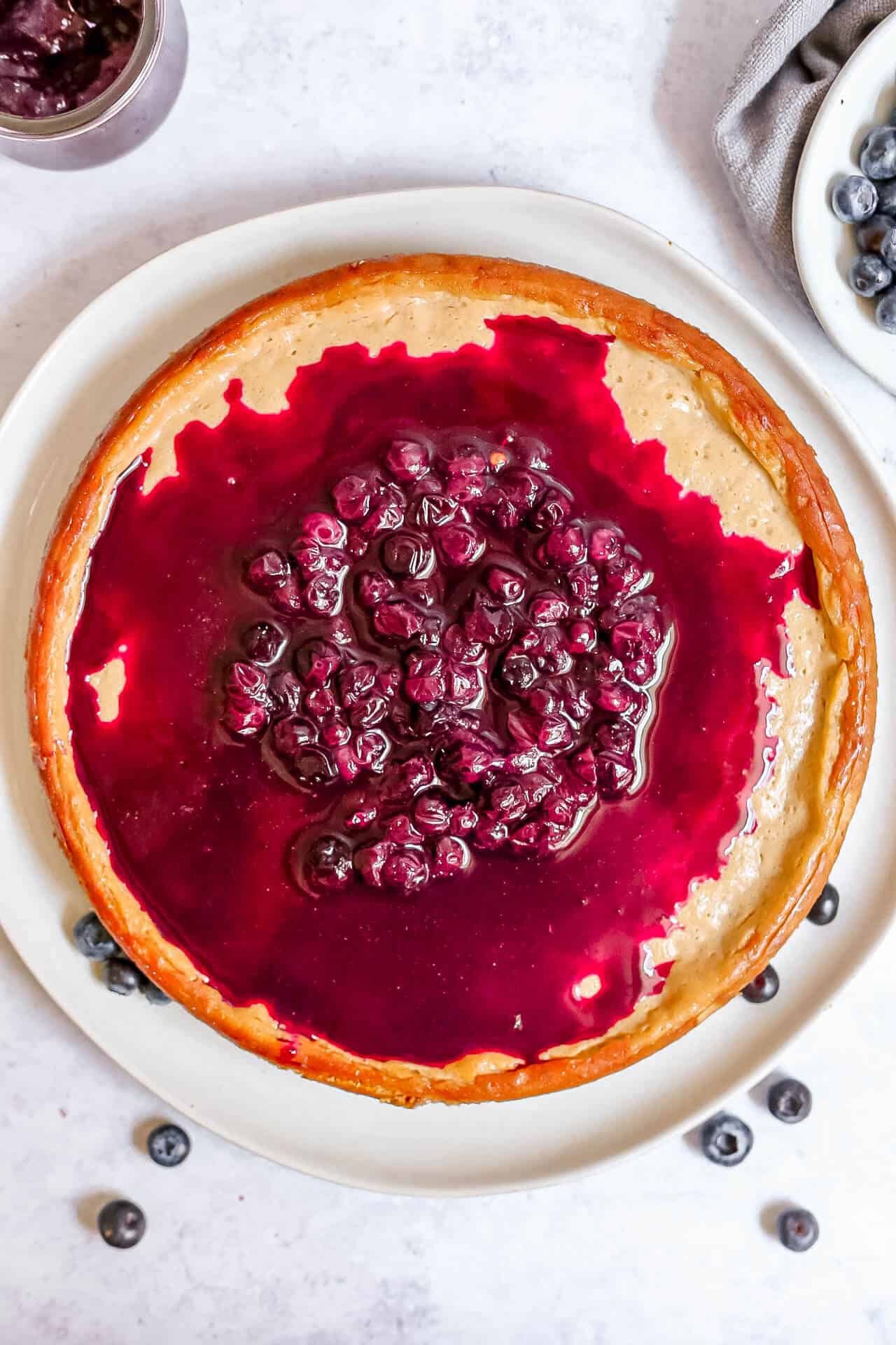 Plant-Based Baked Blueberry Cheesecake
