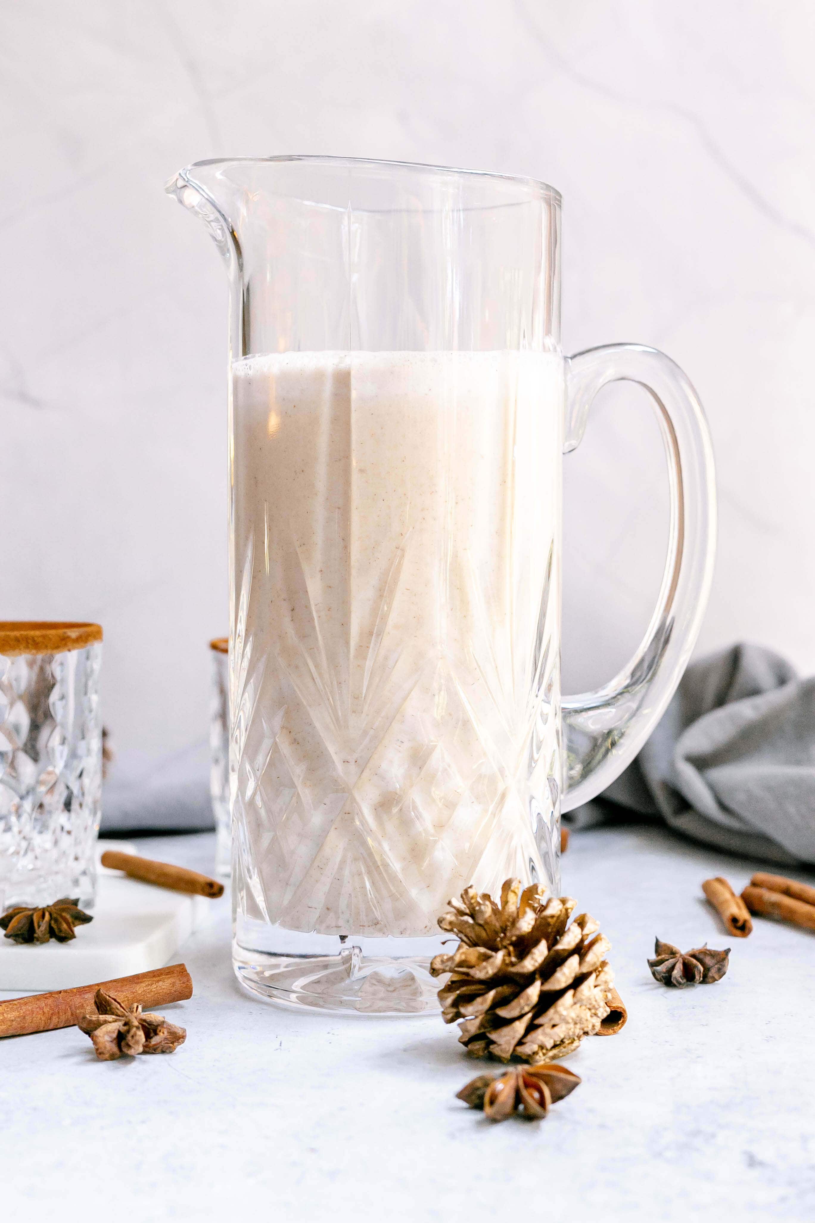 Plant-Based Eggnog in Pitcher