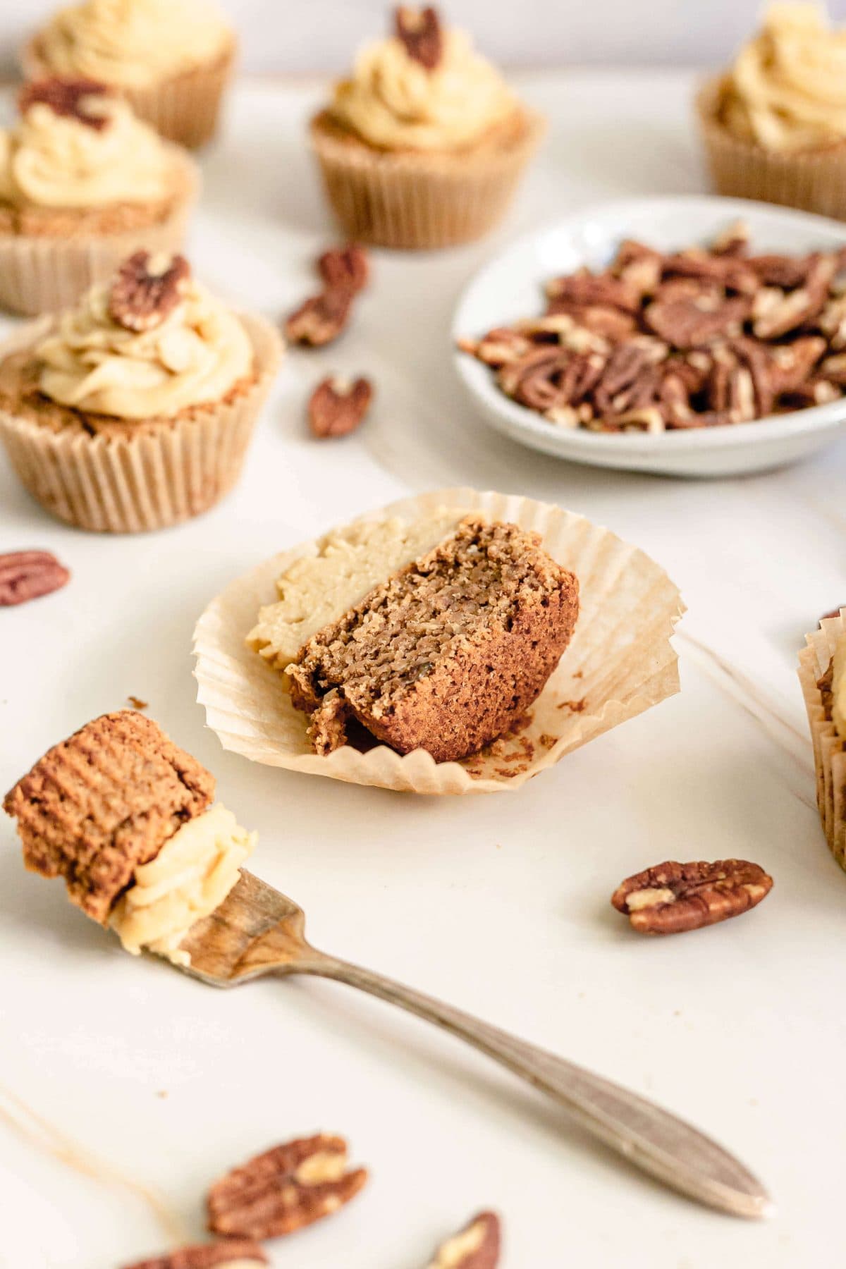 Plant-Based Maple Pecan Cupcakes with Oil-Free Maple Frosting