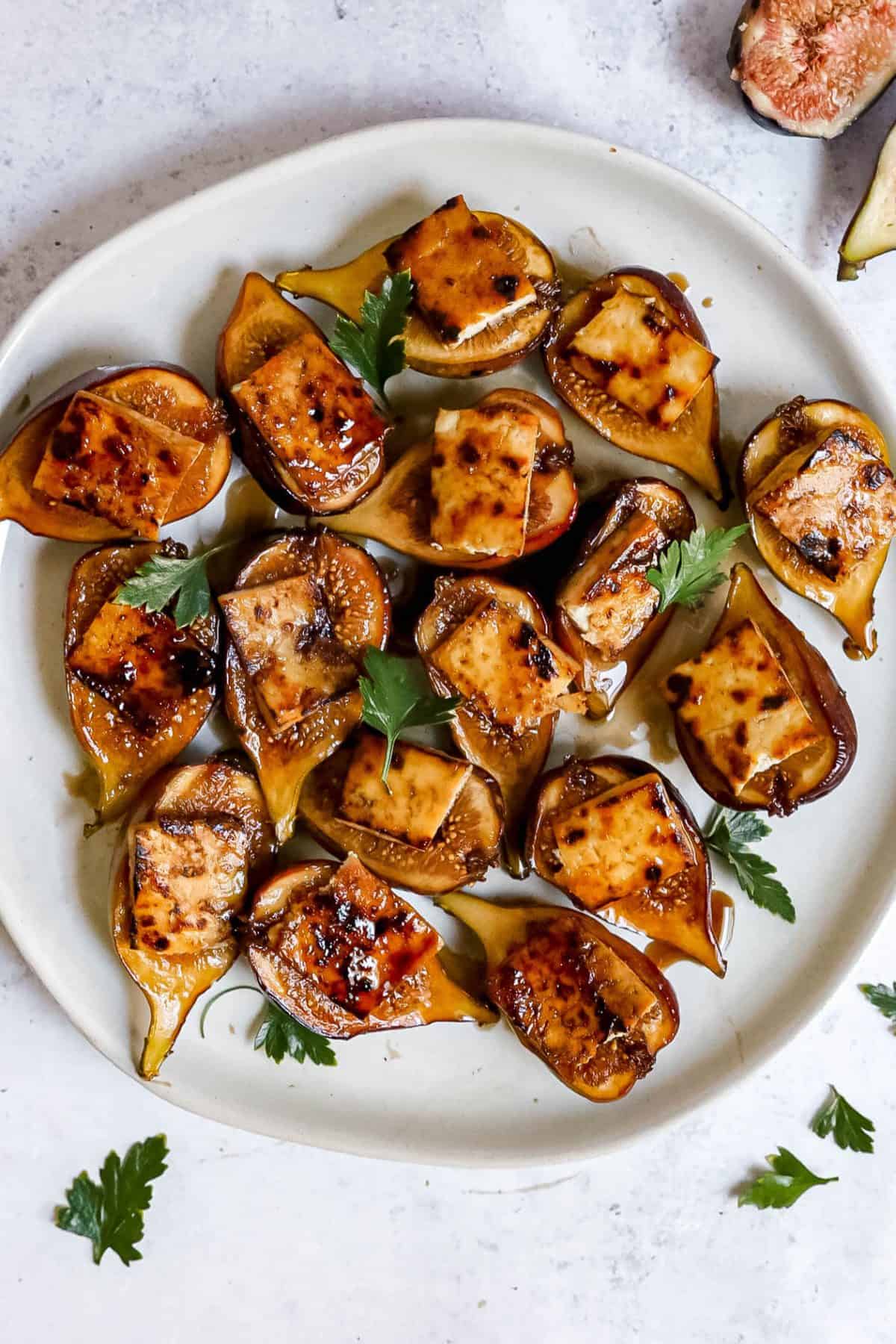Tofu Bacon Topped Figs