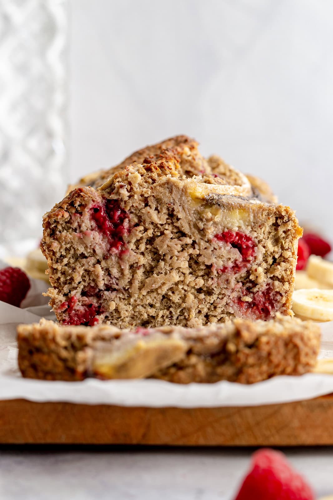 Vegan Oat Flour Raspberry Banana Bread