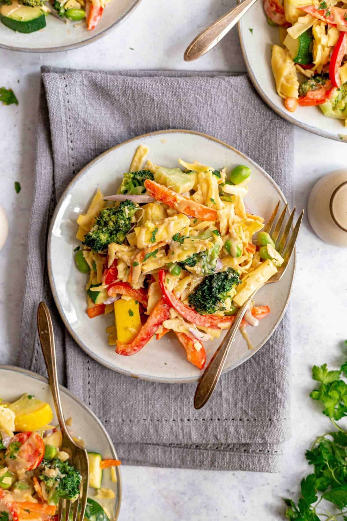 Vegan Tahini Lemon Pasta Primavera