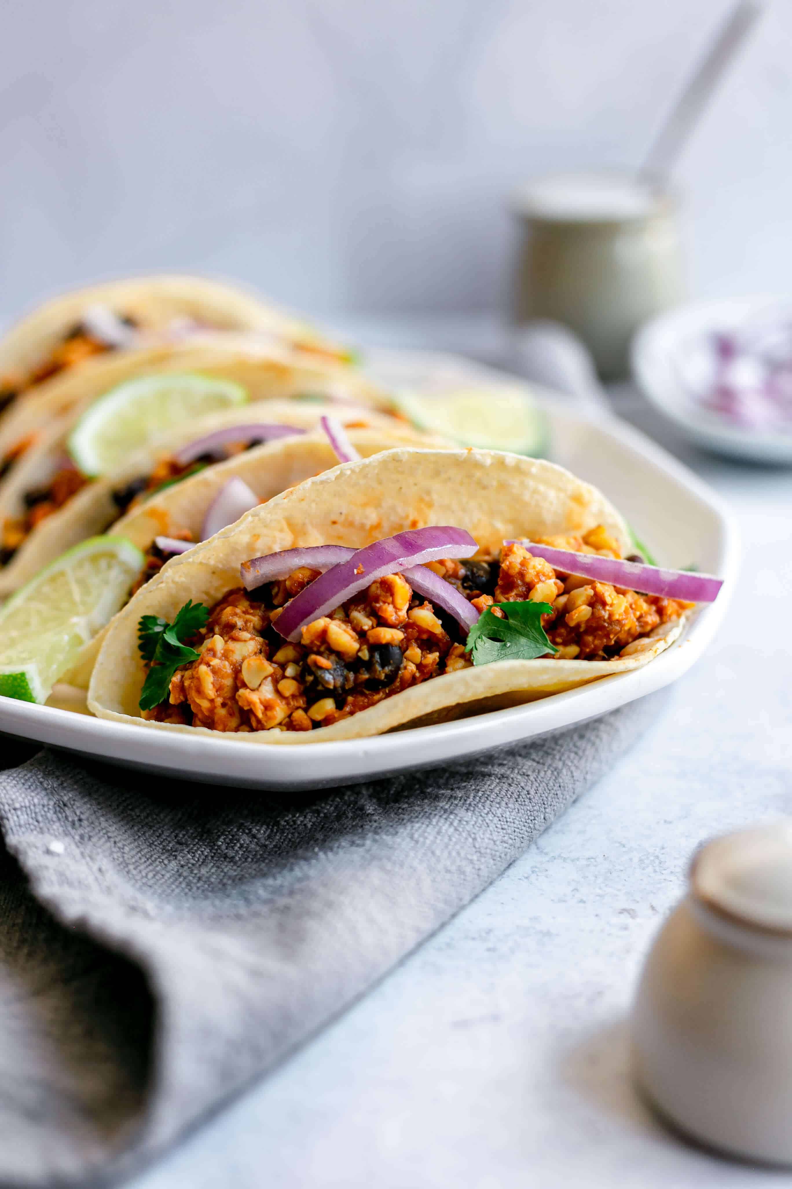 Vegan Tempeh Tinga Tacos