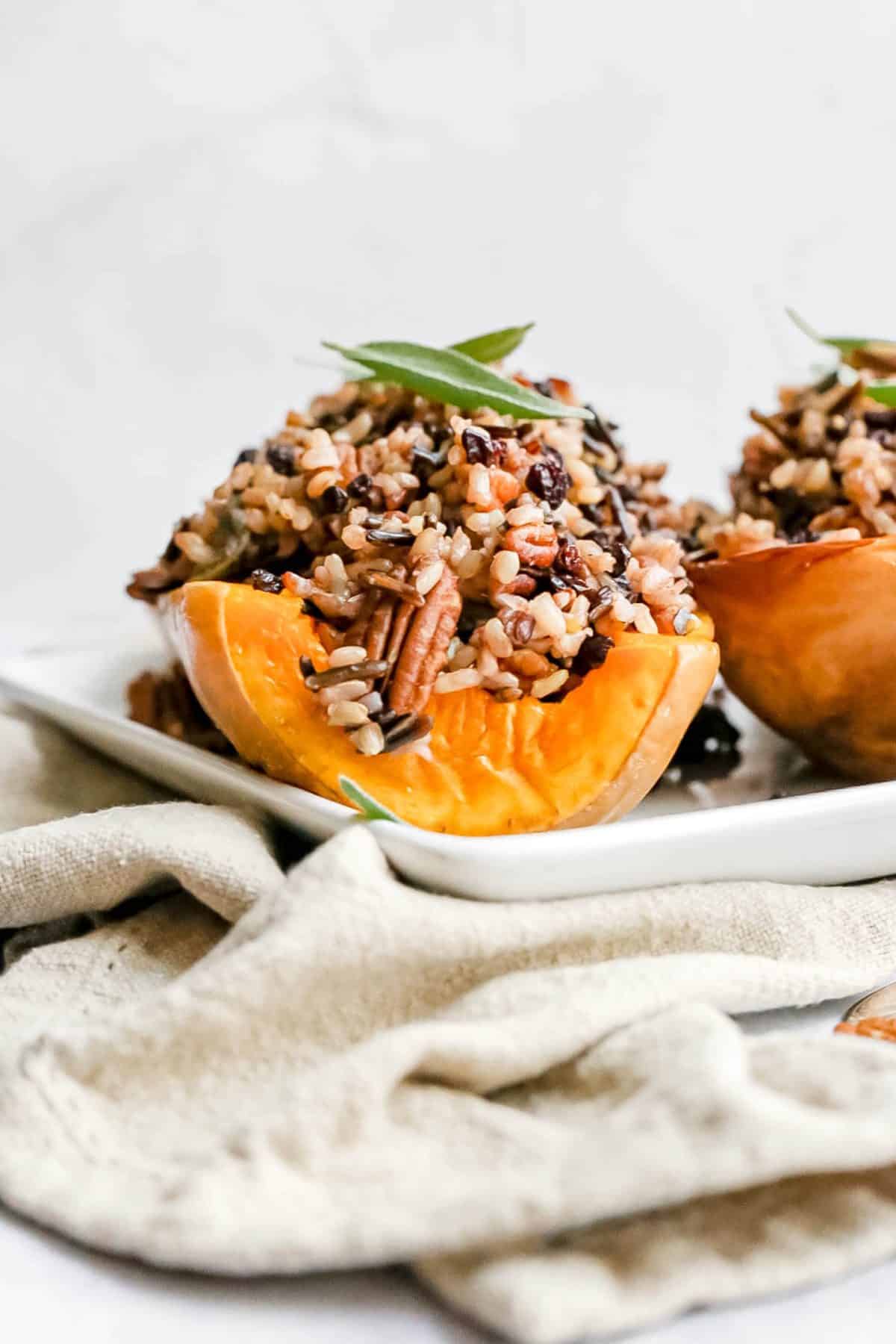 Wild Rice Stuffed Butternut Squash