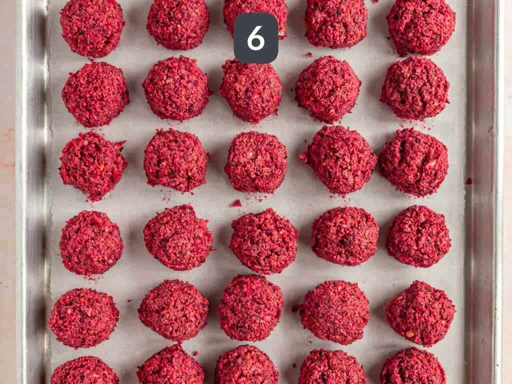 Baked Beetroot Falafel Step 6 - scoop into balls.