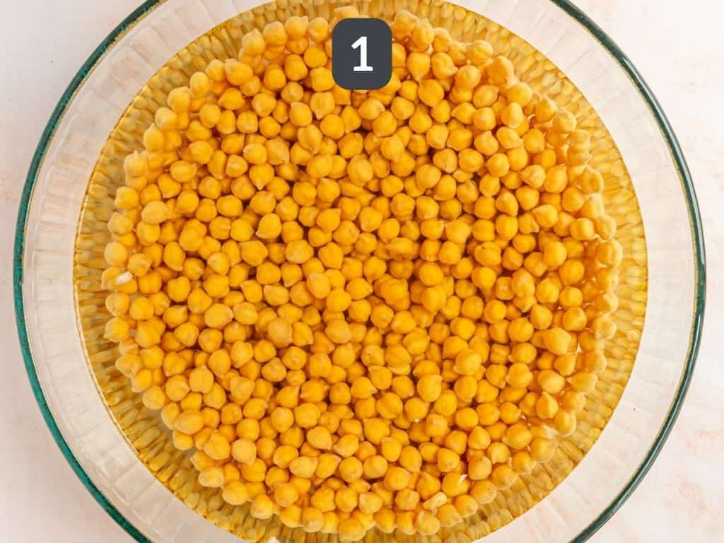 Baked Beetroot Falafel Step 1 - soak the chickpeas.