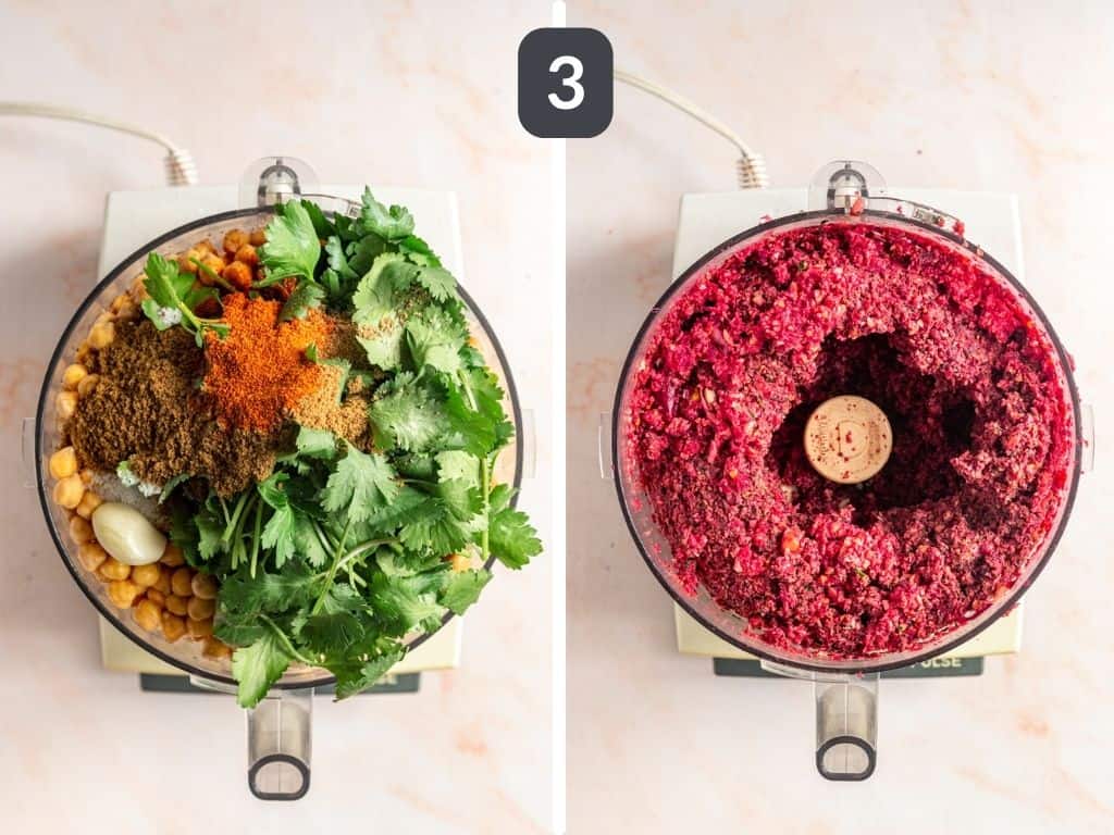 Baked Beetroot Falafel Step 3 - blend ingredients.