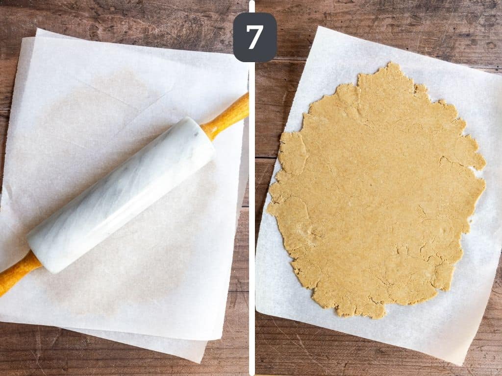 Gluten free vegan apple pie step 7 - roll out the dough.