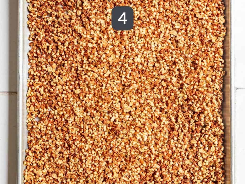 High protein granola step 4 - let cool.