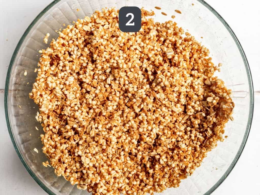 High protein granola step 2 - mix all the ingredients.