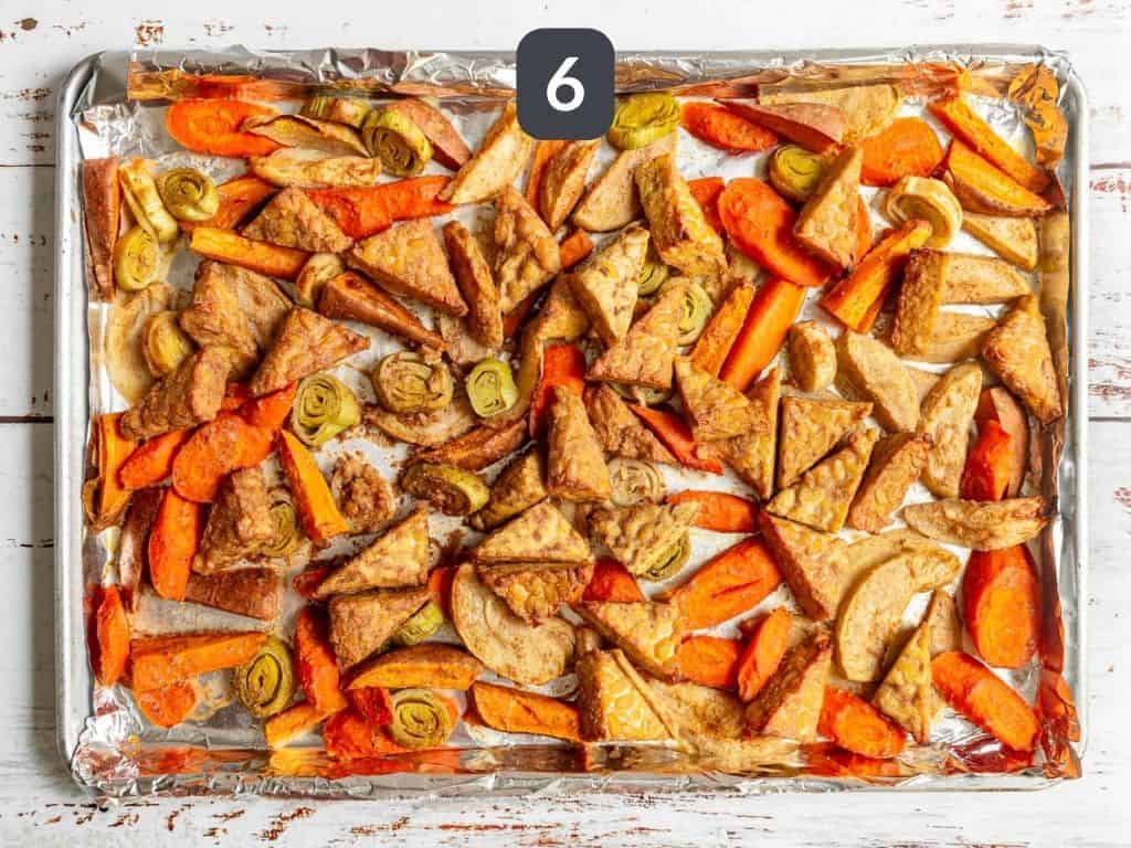 Sheet pan tempeh step 6 - bake.