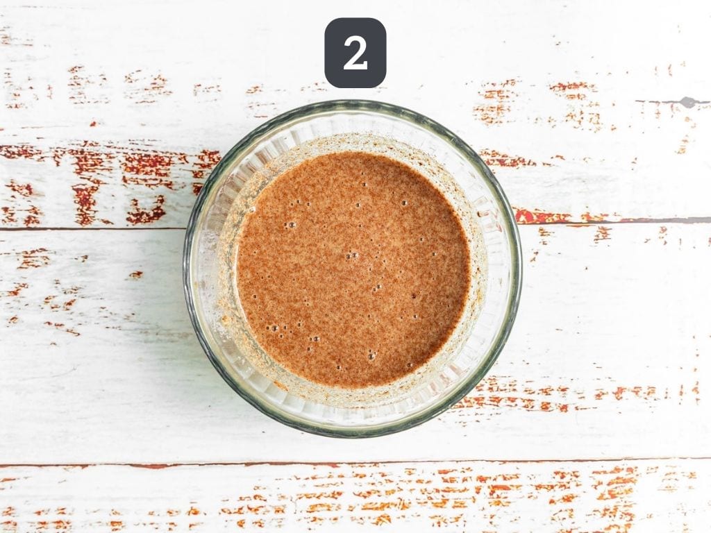 Sheet pan tempeh step 2 - mix the tahini sauce.