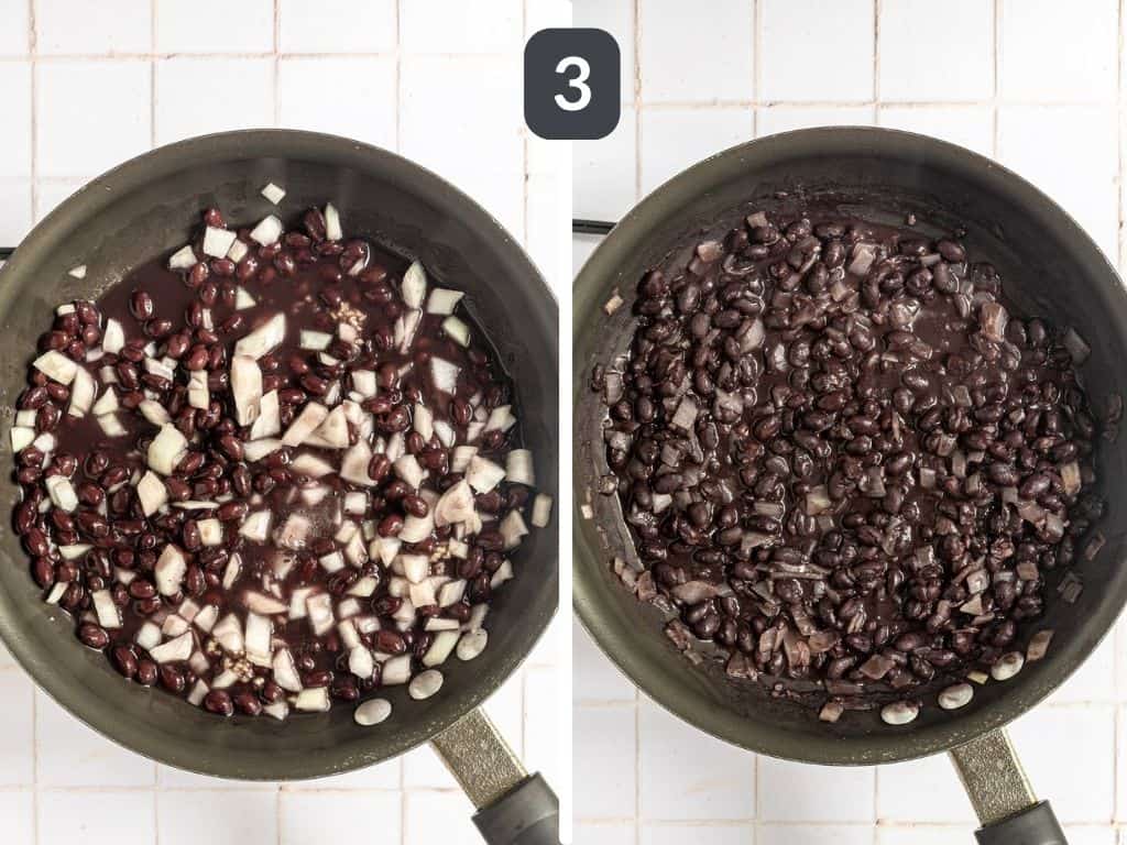 Tempeh burrito bowls step 3 - cook the black beans