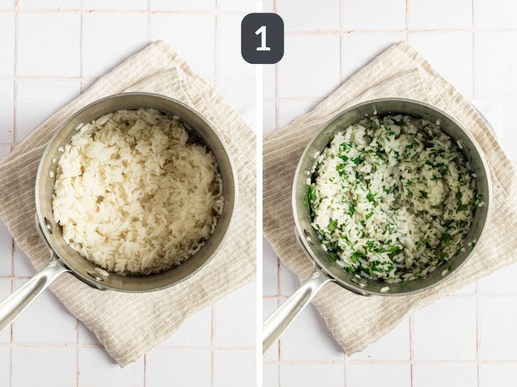 Tempeh burrito bowls step 1 - cook the rice.