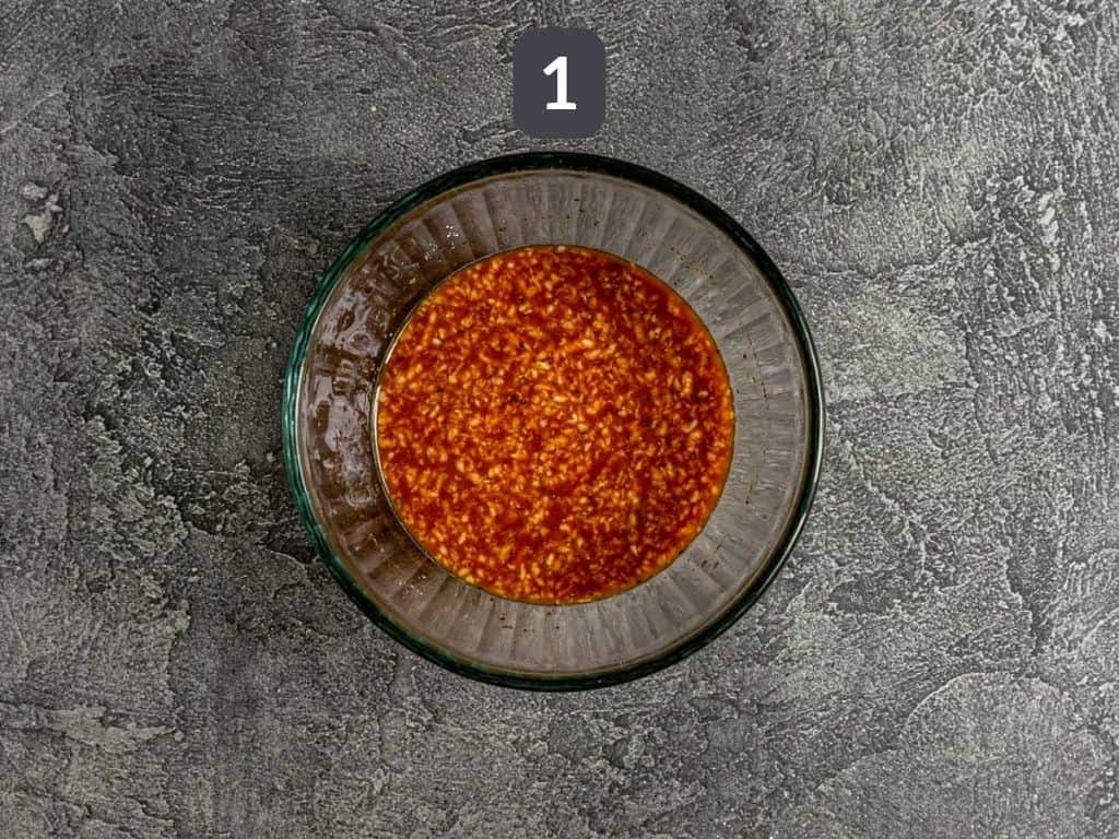 Teriyaki Tempeh Step 1 - mix the teriyaki sauce.