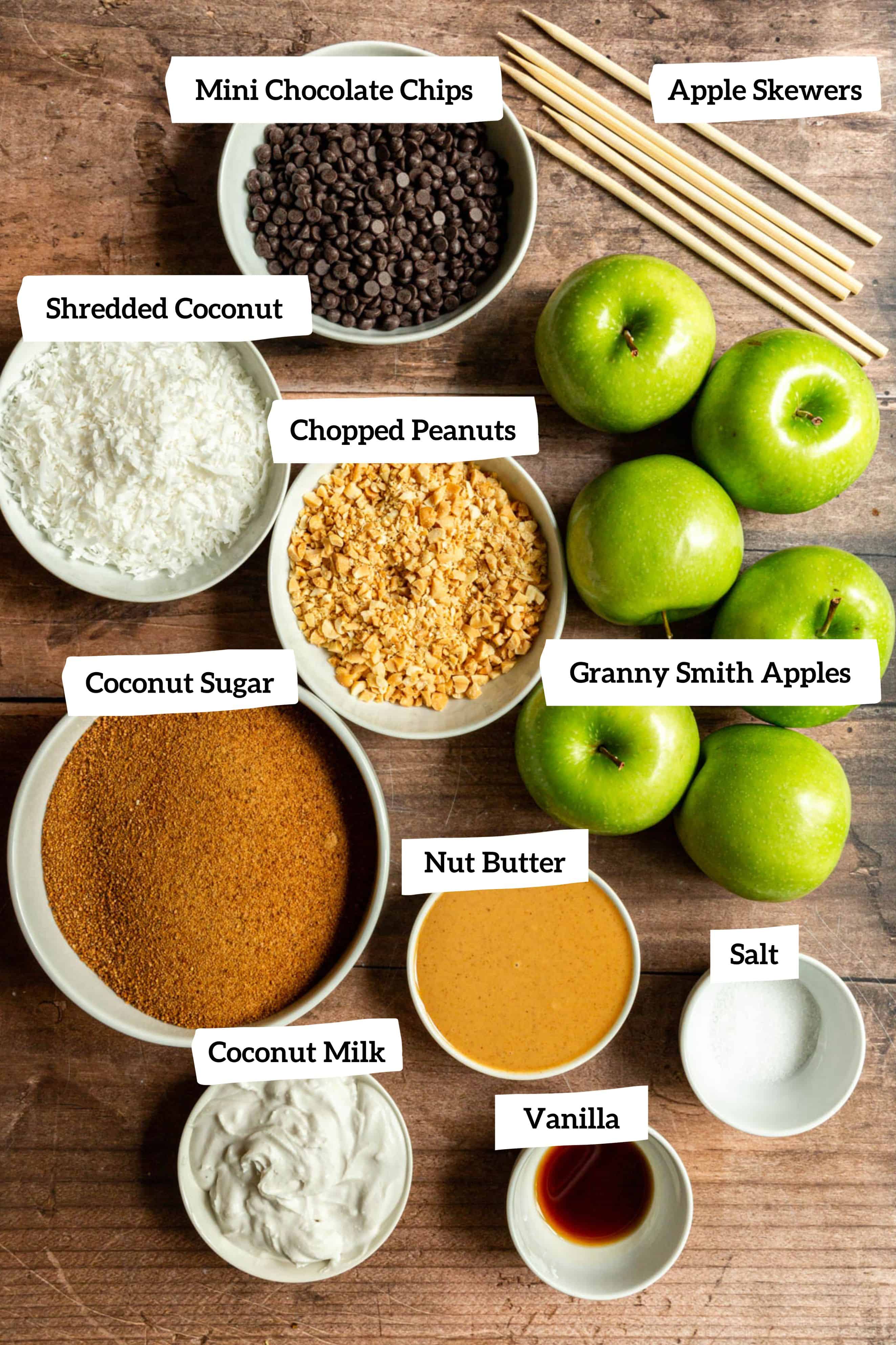 Vegan caramel apples ingredients.