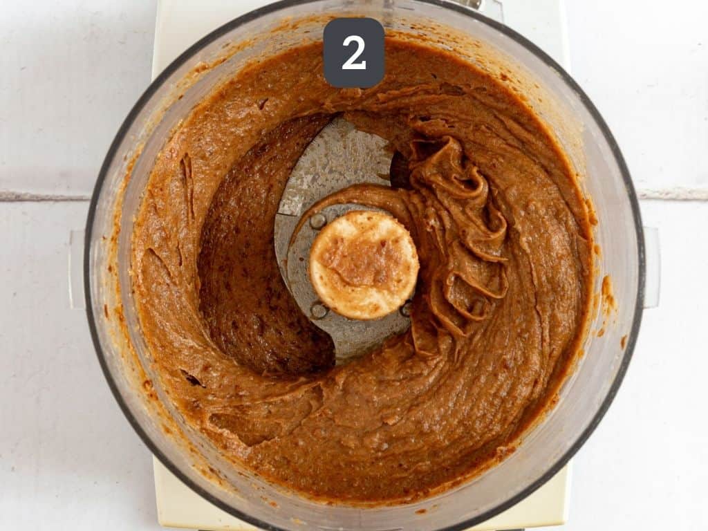 Vegan Date Caramel Sauce Step 2 - blend, adding the non-dairy milk