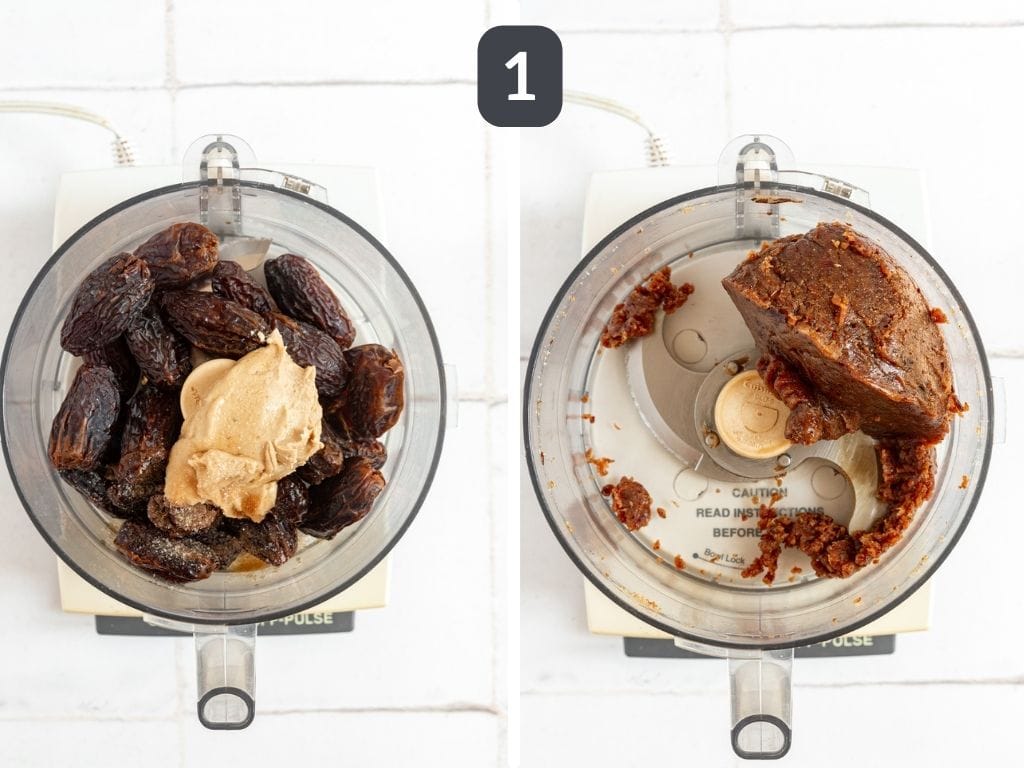 Vegan Date Caramel Sauce step 1 - blend all the ingredients besides the milk