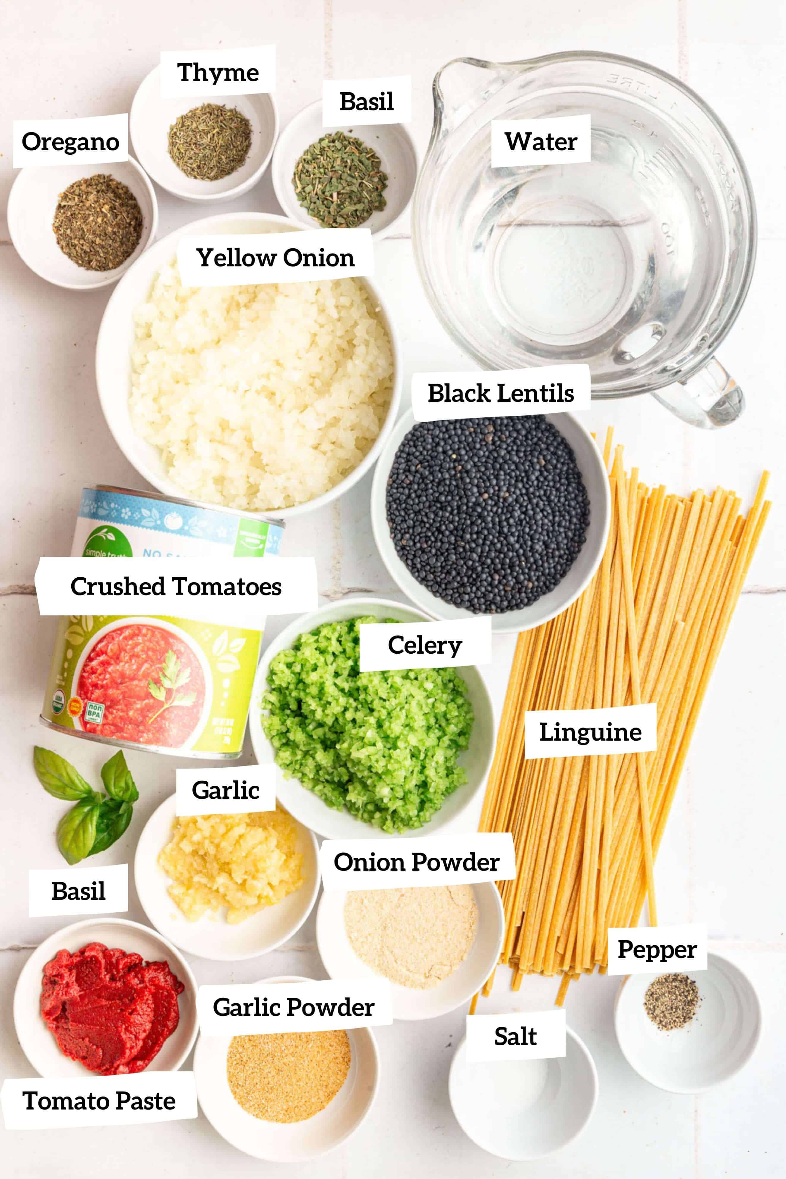 Black Lentil Bolognese Ingredients