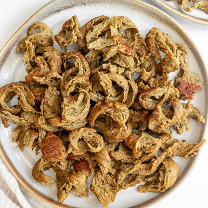 A plate of Vegan Seitan Chicken.