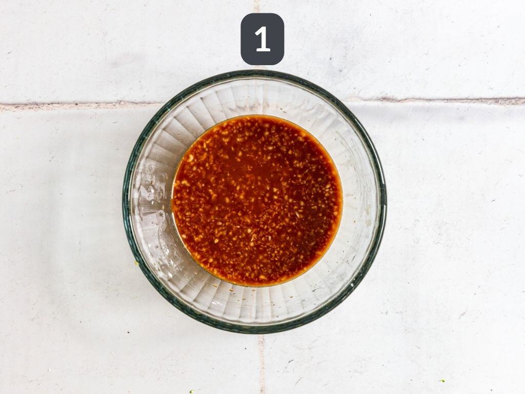 Tofu Broccoli Mushroom Stir Fry Step 1 - mix the stir fry sauce.