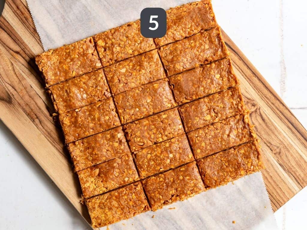 Vegan Butterfingers Step 5 - slice into bars.