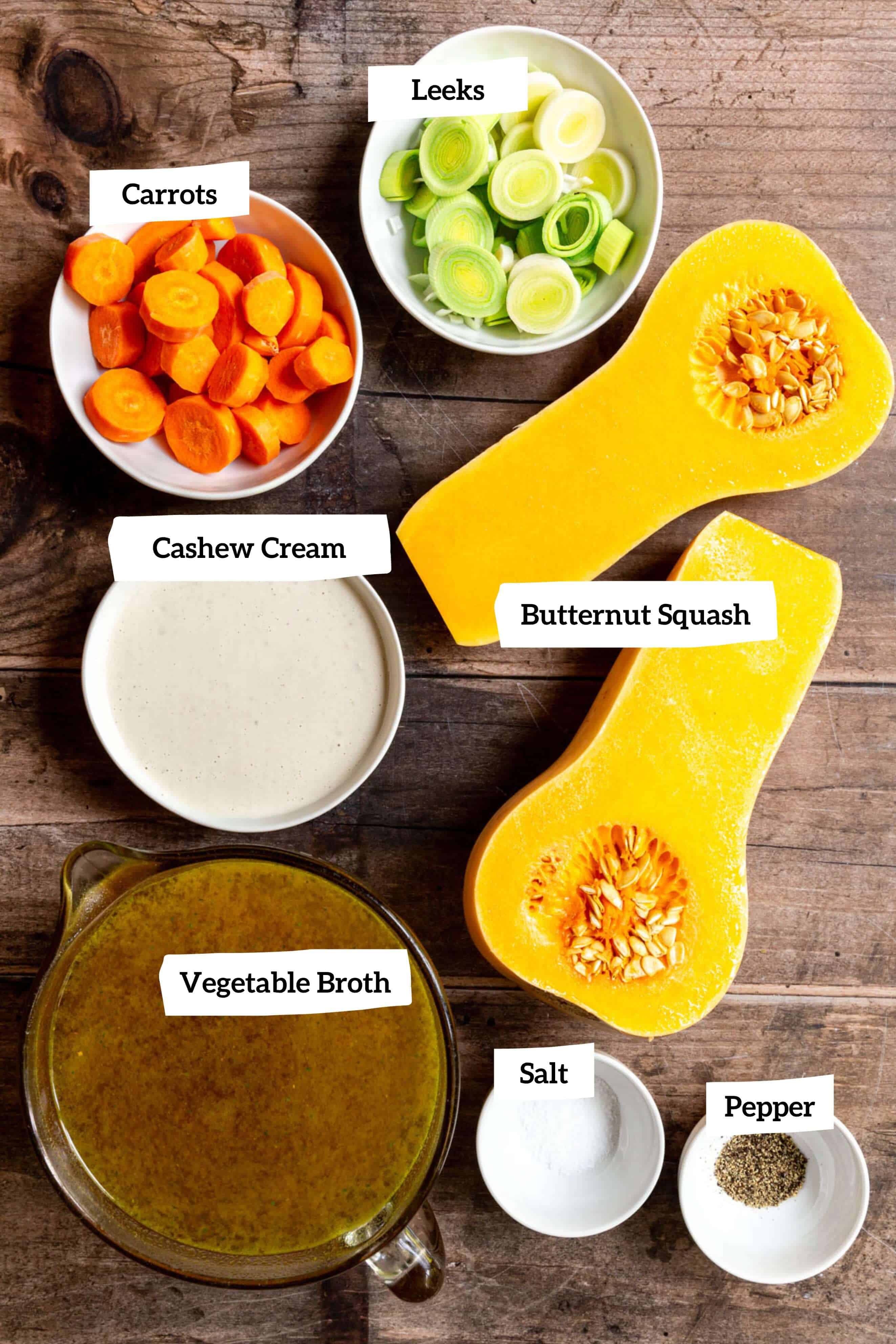 Vegan Butternut Squash Leek Soup Ingredients
