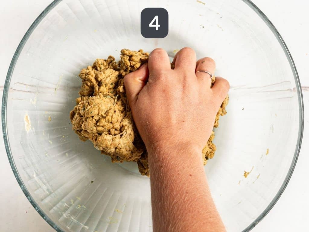 Vegan Seitan Chicken Step 4 - knead briefly.