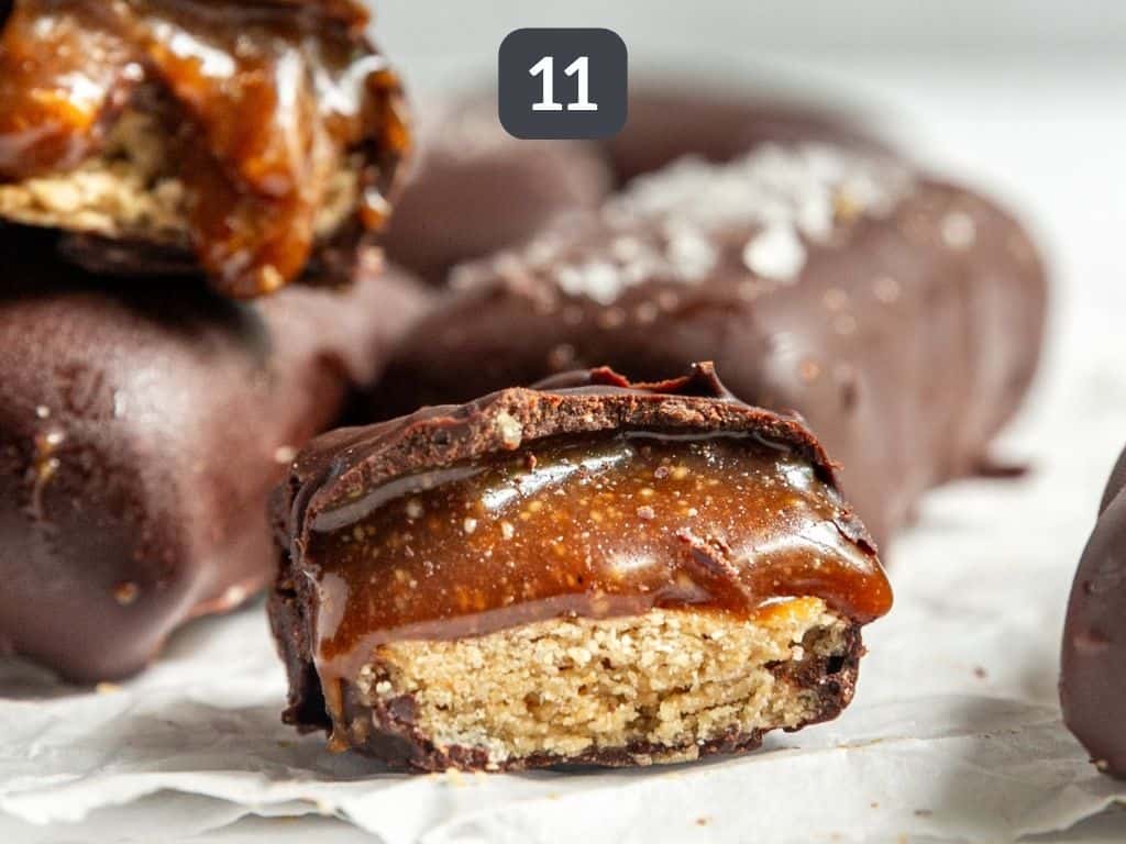Vegan twix bars step 11 - let thaw slightly before eating.