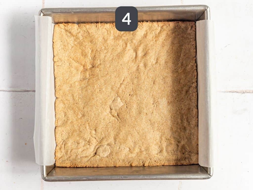 Vegan twix bars step 4 - bake the cookie layer.